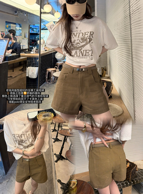 superniniyy 学院老钱短裤&100高支水洗棉复古感工装风西装短裤女