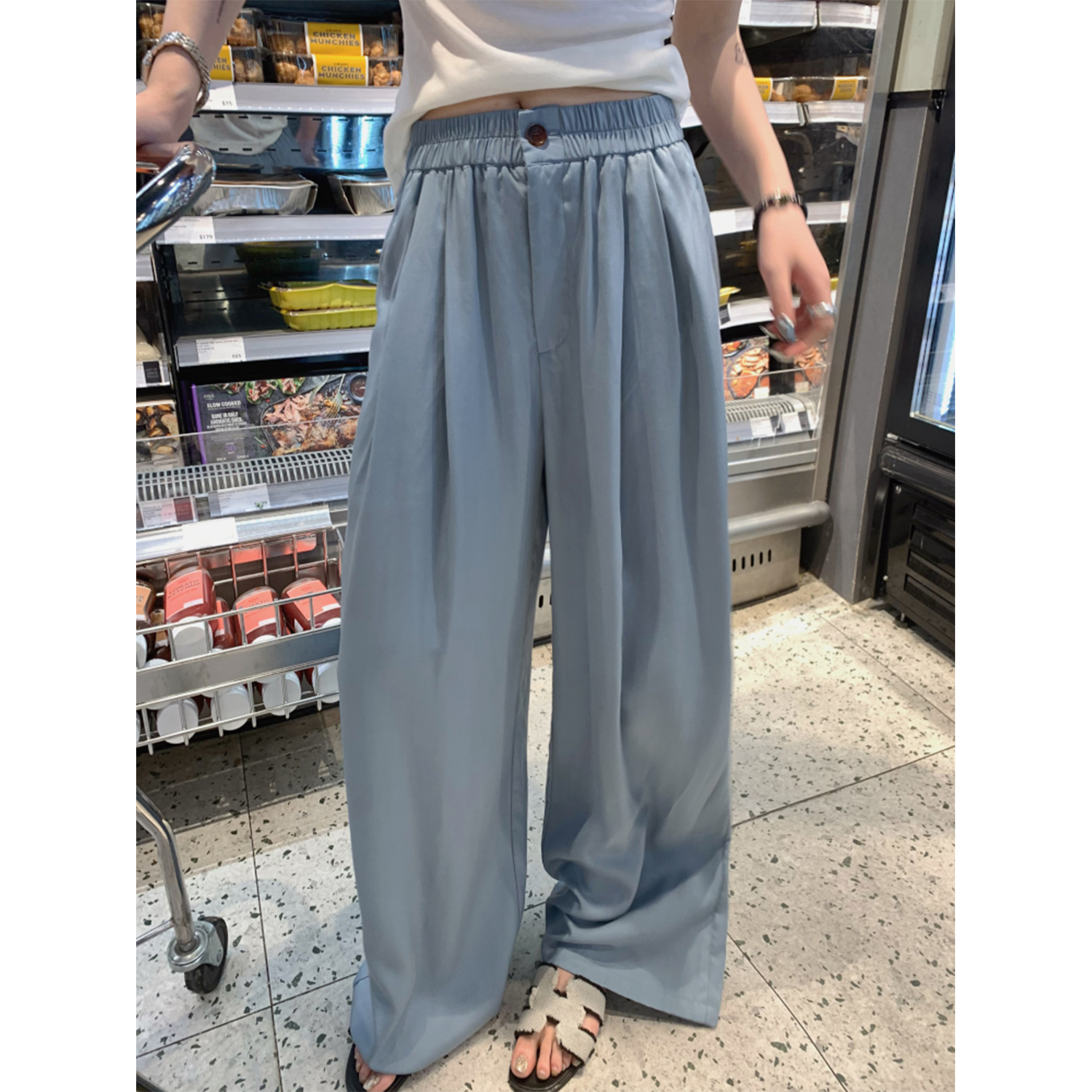 superniniyy 冰茶100%兰精天丝穿了不想脱下来凉凉垂垂裤阔腿裤女