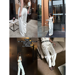 superniniyy高智白牛&私服线窄版直筒超显瘦高品质长裤白色牛仔裤