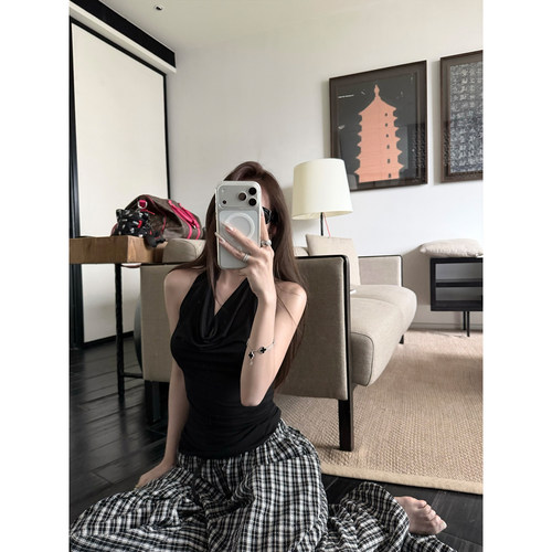 superniniyy 小资挂脖&贵气小资女荡领挂脖修饰胸型修身背心吊带