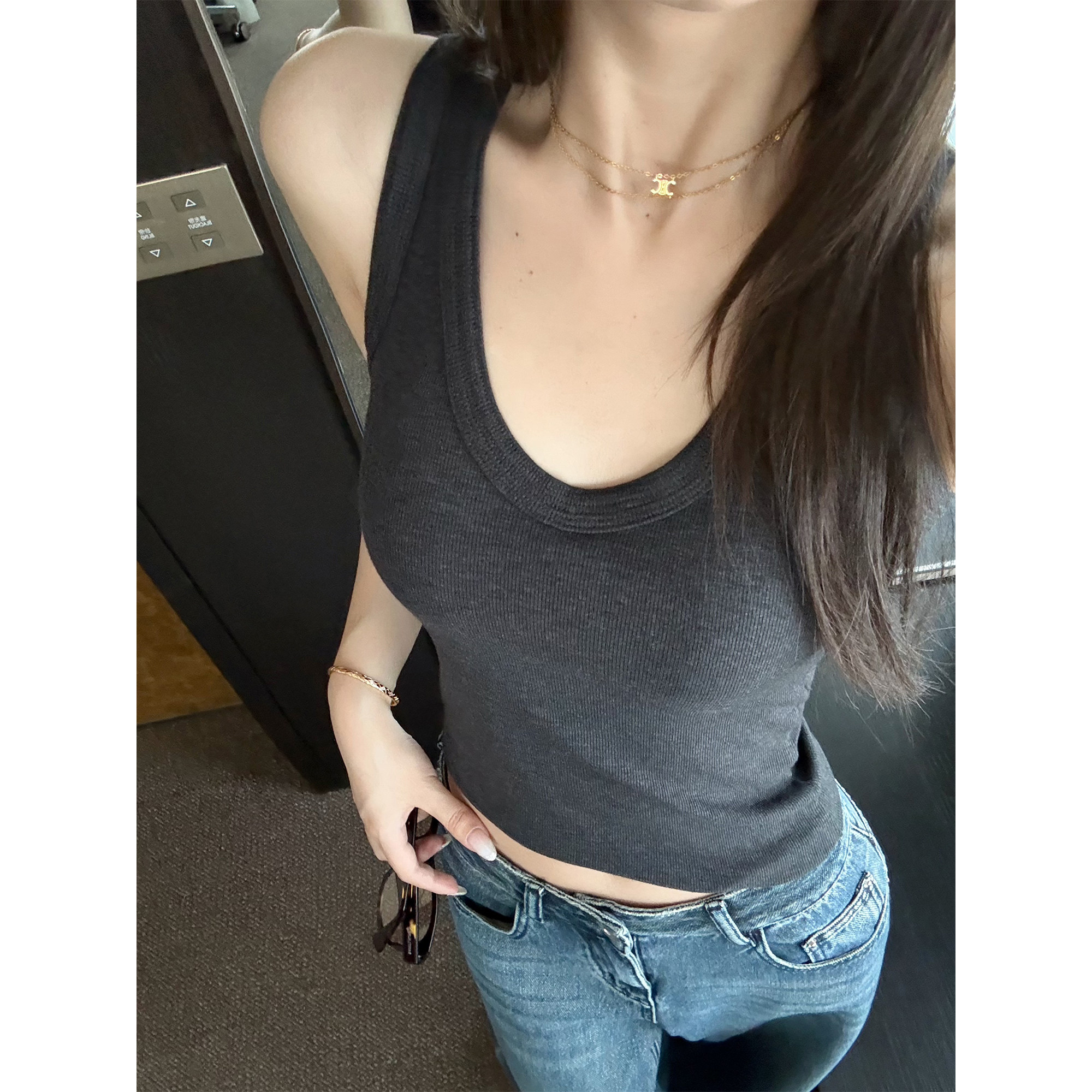 superniniyy刚需好穿单品&进口螺纹大弹力乳胶胸垫遮副乳吊带背心