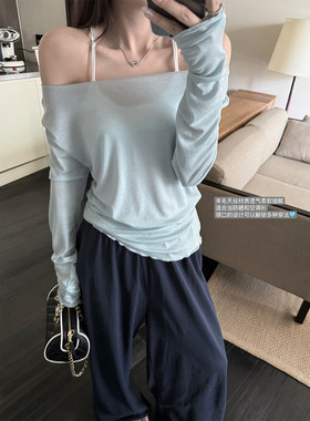 superniniyy 羊毛天丝密拷波浪边自由领防晒面膜T恤空调衫上衣夏