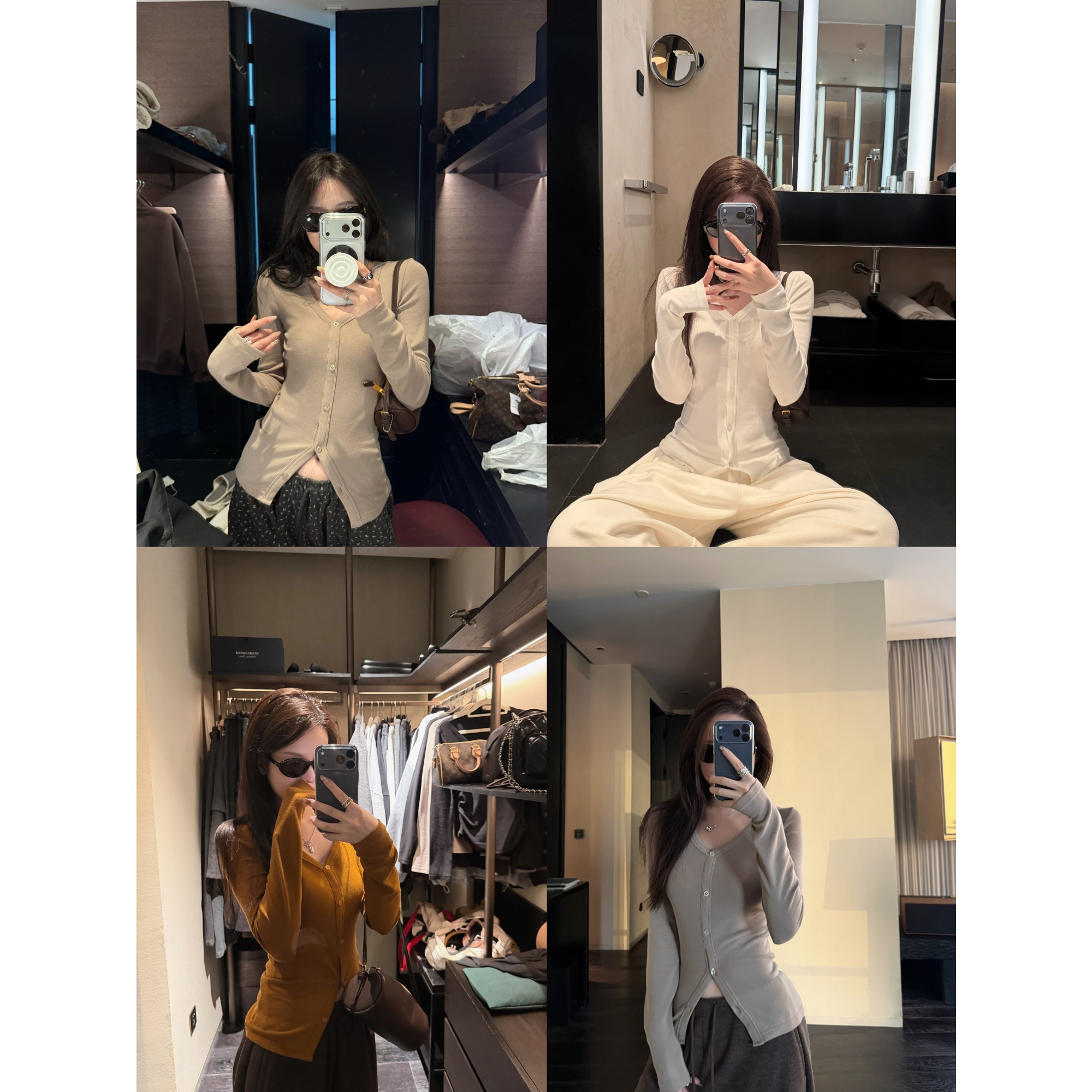 superniniyy 绝美腰线 软糯加厚轻微磨毛单排扣显比例V领打底衫女