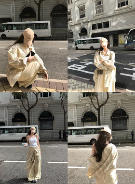 '春夏永远的神 芝士曲奇'巨好看配色的宽松格子衬衫氛围感上衣女