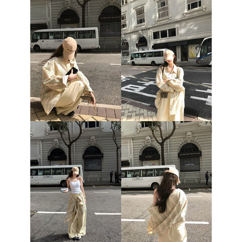 '春夏永远的神 芝士曲奇'巨好看配色的宽松格子衬衫氛围感上衣女