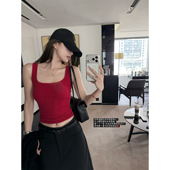 高弹高密度压力螺纹显瘦遮副乳大方U领内搭单穿背心夏 冰镇果汁