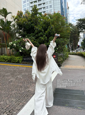 superniniyy 冰柠雪松&老钱度假风松弛感亚麻宽松版大衬衫外套女