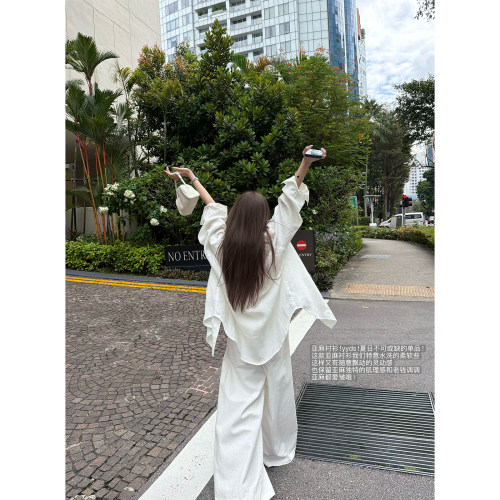 superniniyy 冰柠雪松&老钱度假风松弛感亚麻宽松版大衬衫外套女