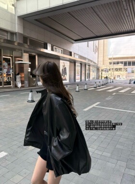 '2026宝藏皮衣'chao柔哑光蛋白皮小立领一粒扣显瘦花苞皮衣外套女