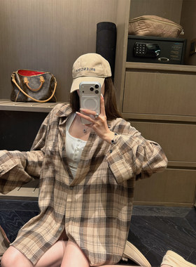 superniniyy不是理工男&松弛慵懒磨毛绝配色宽松2026新款格子衬衫