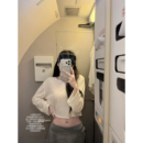 superniniyy 卷卷tee&松弛感慵懒全棉卷边小短款圆领罩衫长袖T恤