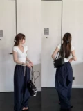 superniniyy Штаны, из хлопка и льна, эластичная талия, свободный крой