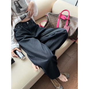 superniniyy 土耳其原牛&私服款腔调感原牛黑色阔腿裤牛仔裤长裤