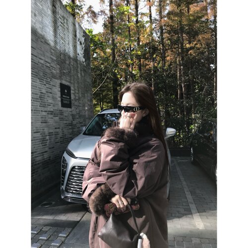 superniniyy 环保皮草整衣毛毛内里冬季保暖拉链派克服外套棉服女