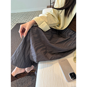 superniniyy 半身裙春夏 茧型水洗皱皱裙后开叉内衬花苞裙女中长款