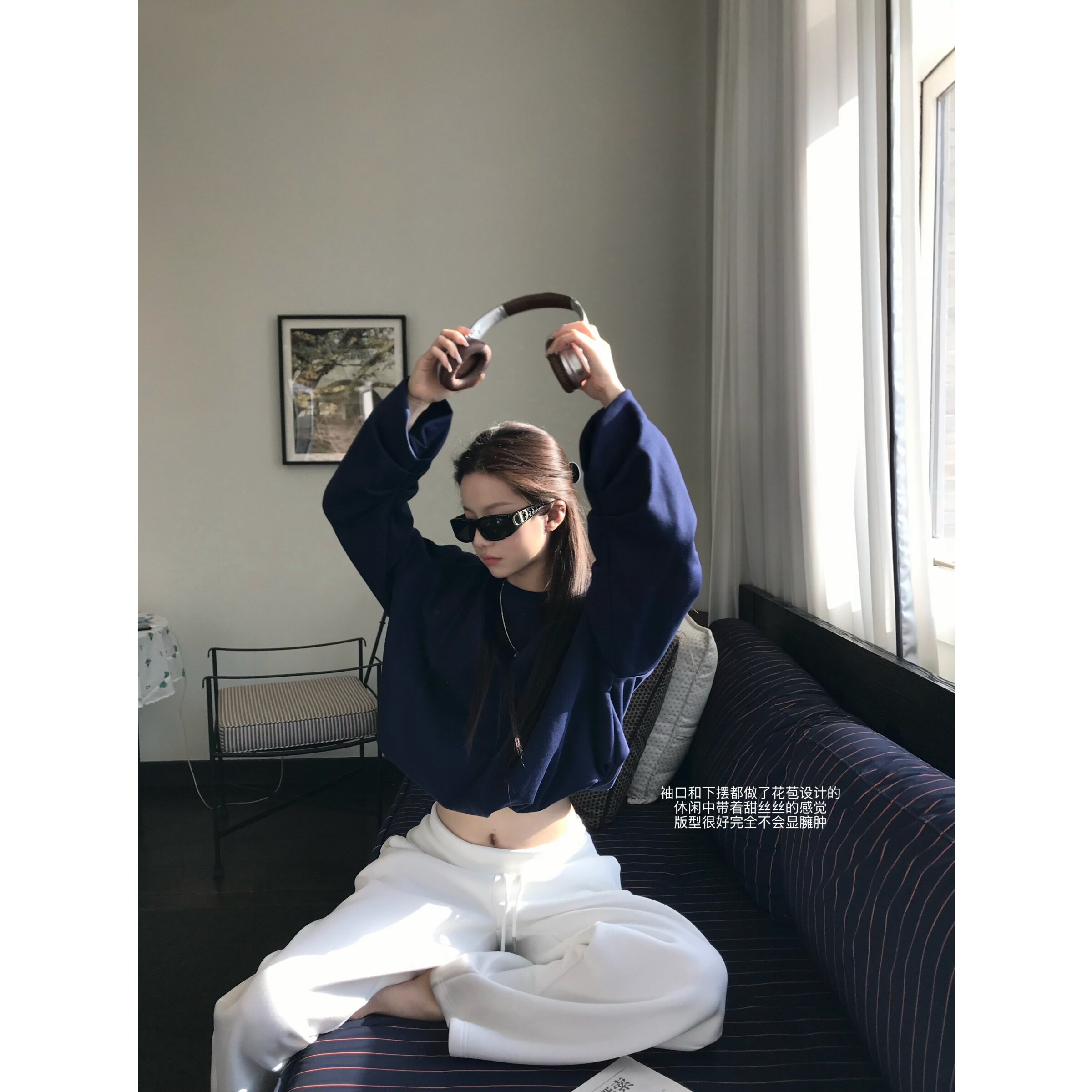 superniniyy 甜度升级&花苞褶皱设计显瘦显比例毛圈卫衣短款上衣