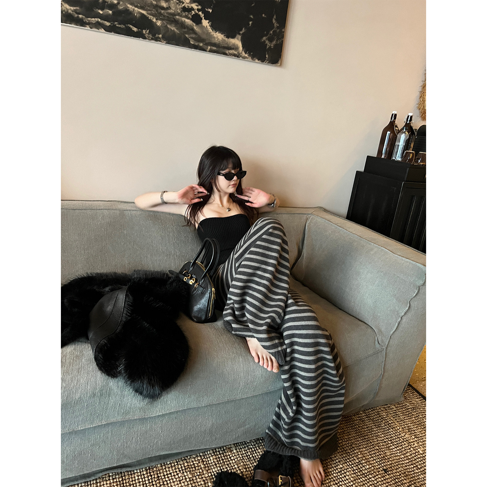 superniniyy 本期心头好厚实暖暖条纹毛线裤慵懒舒适针织休闲裤女,女装/女士精品,休闲裤,淘宝优惠券,粉丝福利购,淘宝优惠卷