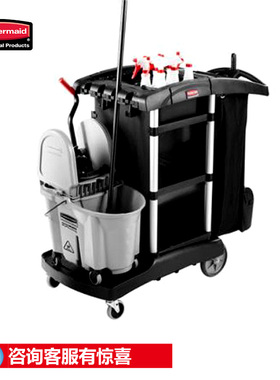 rubbermaid乐柏美商用大容量清洁推车行政系列黑色新款1861429