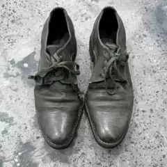 First-Layer Kangaroo Leather Mango Toe Lace-Up Dark Avant-Garde Hand-Stitched Goodyear Welted Water-Washed Artisan Derby Leather Shoes 2600L