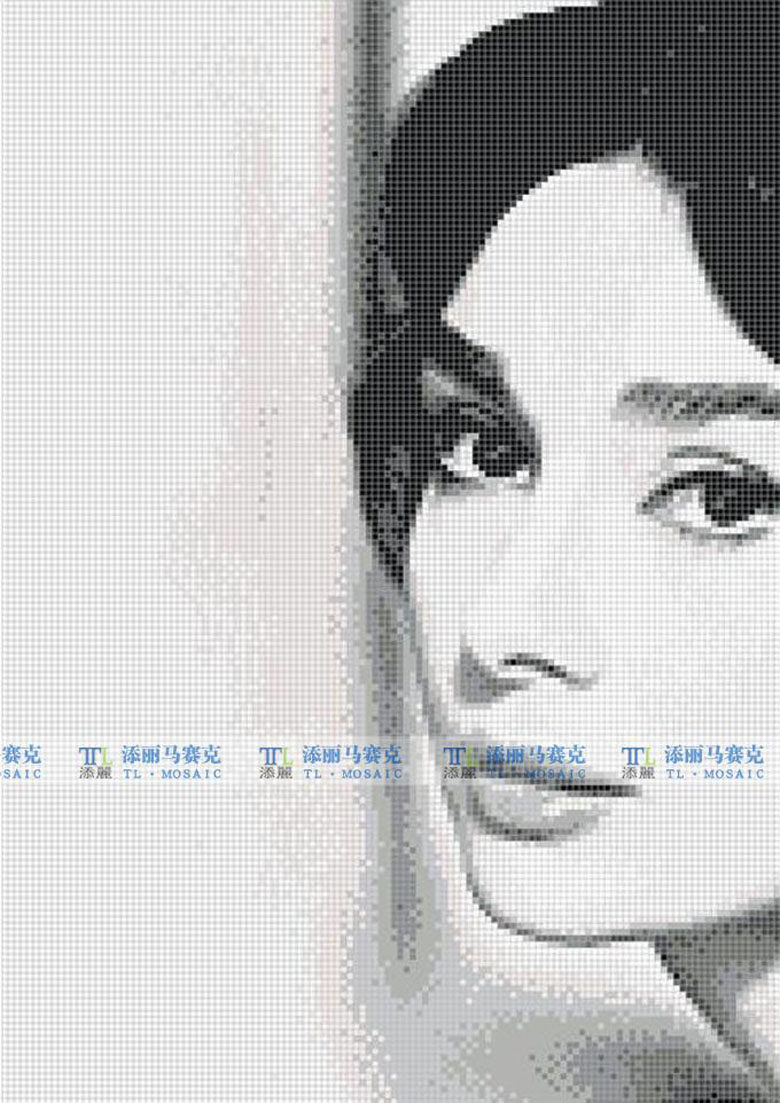 添丽 玻璃瓷釉马赛克 人物黑白配 马赛克拼图 客厅 背景墙 赫本