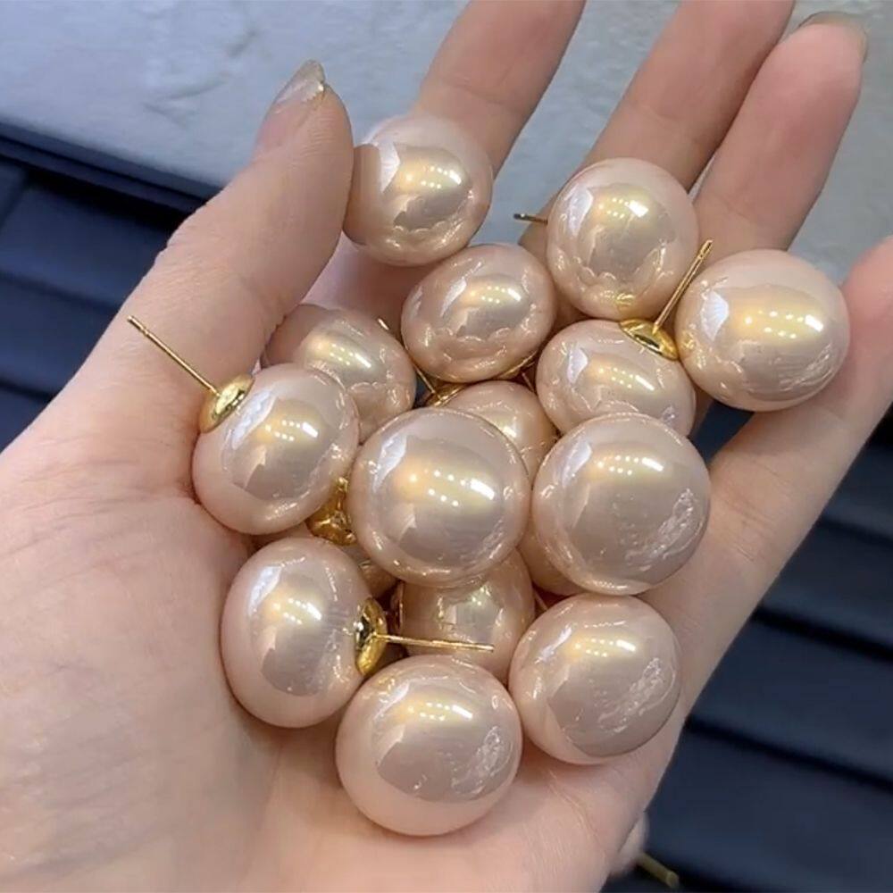 几何方形馒头珍珠耳钉女镀925银针小众设计简约风耳环时尚小耳饰