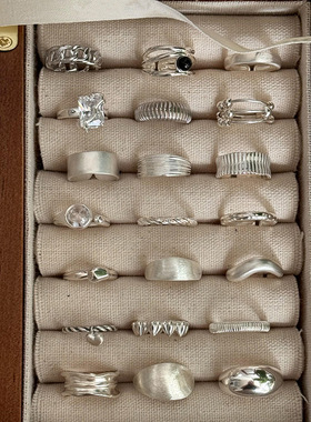 小众复古S925纯银素圈戒指女不掉色轻奢高级感食指戒百搭开口指环