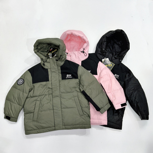 儿童大厂羽绒服男童女童90白鸭绒厚款冬款外套学生连帽120-160Y1