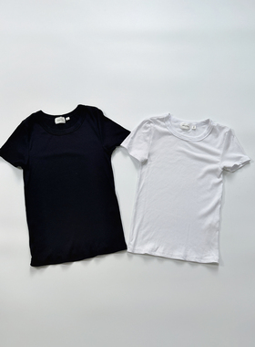 加单 纯原女士夏款螺纹超高弹力舒适莫代尔上衣短袖T恤 109211R 1