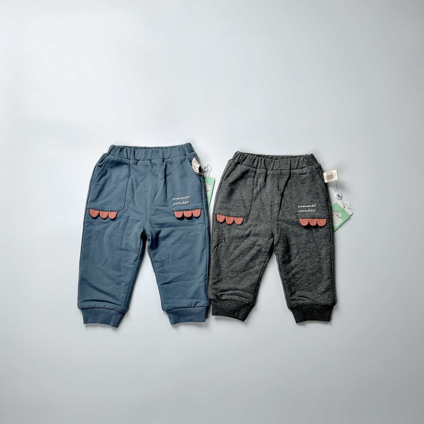 针织双层加绒可爱儿童运动长裤