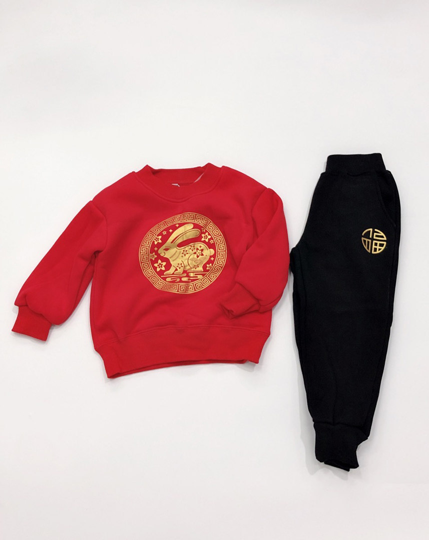 兔年年服儿童复合一体绒