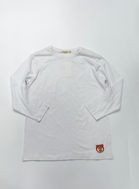 中大童女童纯棉白色刺绣打底长袖T恤150码160码QB1