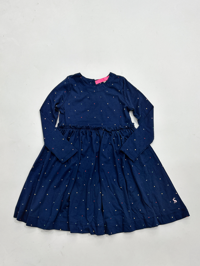 断码 英国单JOU 牛货纯棉连衣裙长款新款长袖藏青 T1