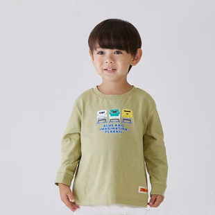 春秋款日单纯原趣味印花纯棉春秋男童长袖宝宝儿童T恤上衣K1