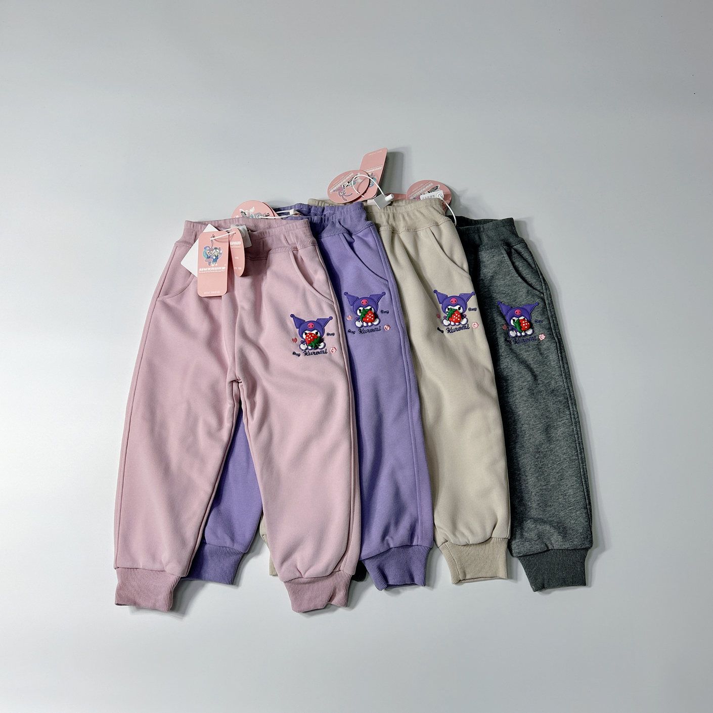 加绒卡通百搭刺绣运动长裤