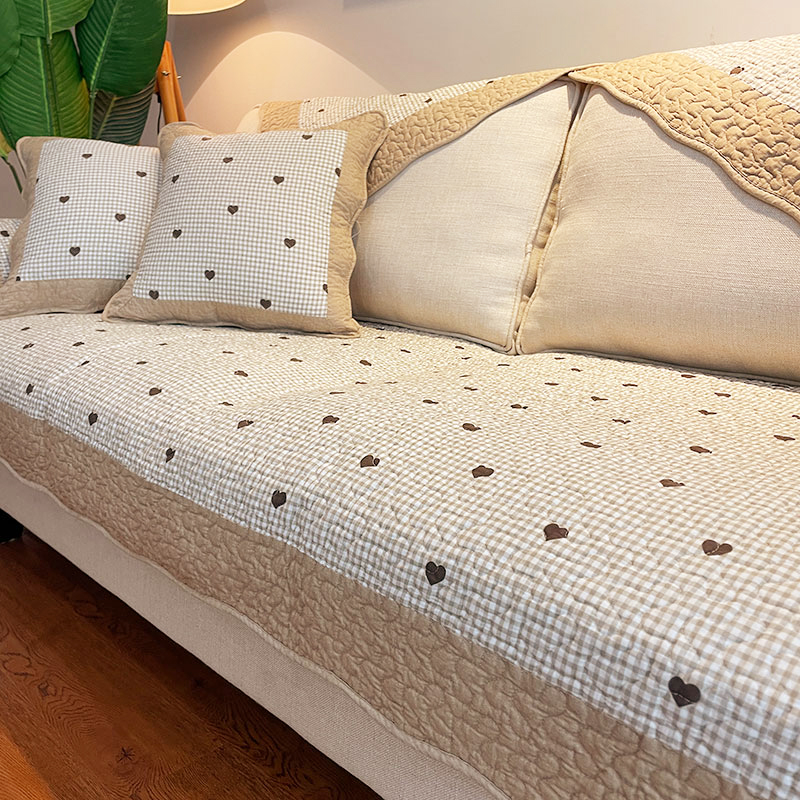 温馨全棉布艺防滑直排加厚沙发垫心形纯棉四季通用坐垫抗静电秋冬,居家布艺,沙发垫,淘宝优惠券,粉丝福利购,淘宝优惠卷