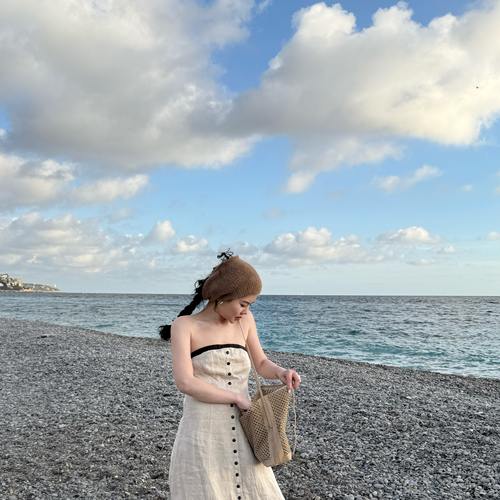 ONIVINTAGE欧尼-亚麻抹胸开扣连衣裙OH262O1429