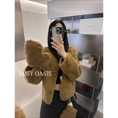 Rosy Oasis-韩系极简休闲羊毛外套LKK8915