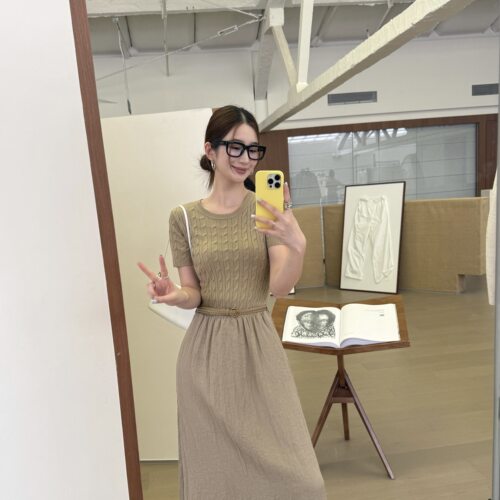 ONIVINTAGE欧尼-羊毛拼接短袖连衣裙OH262O2230