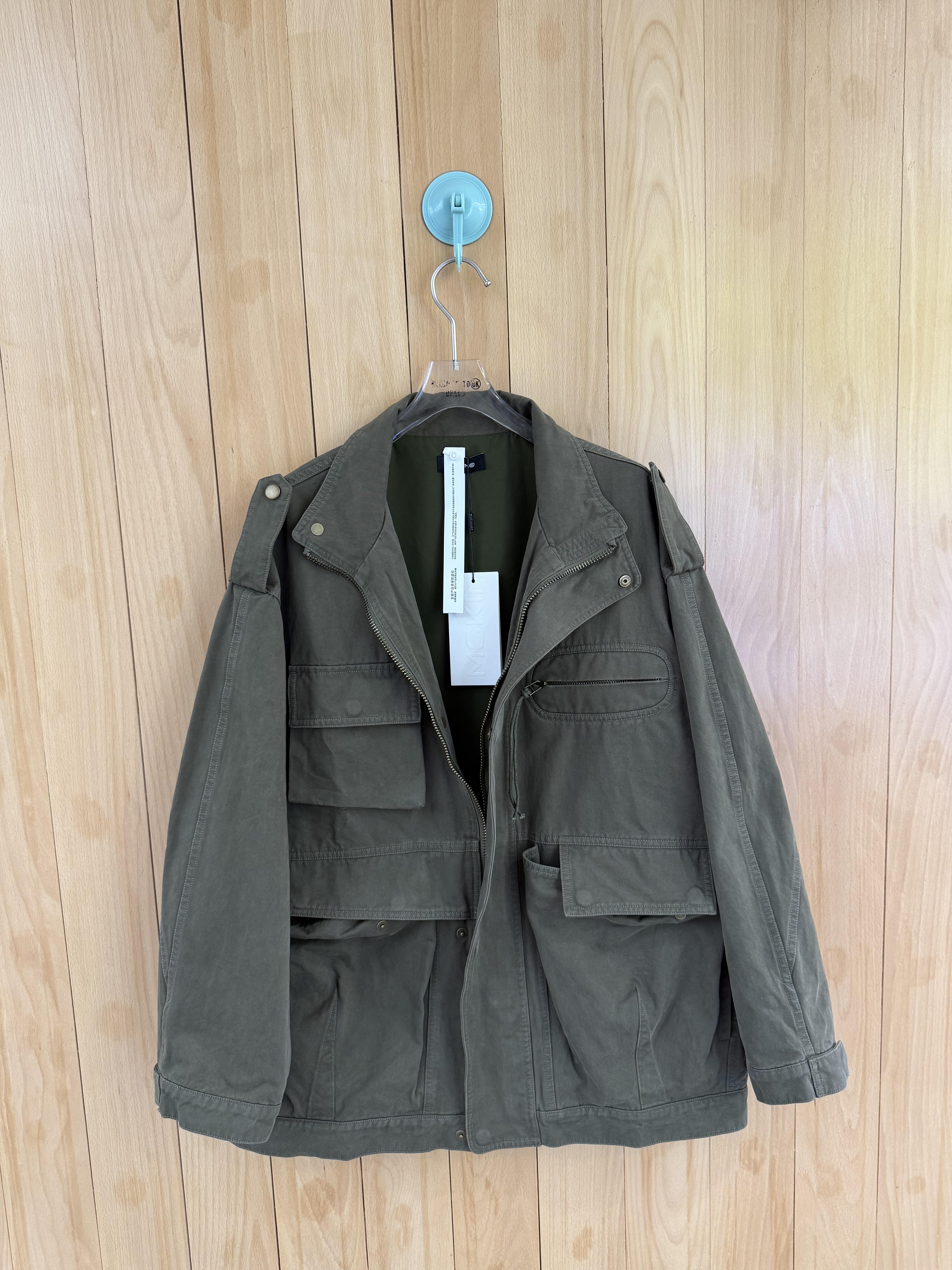 秋冬小众设计南油买手店mskin6个性帅气工装夹克口袋立领外套绿色