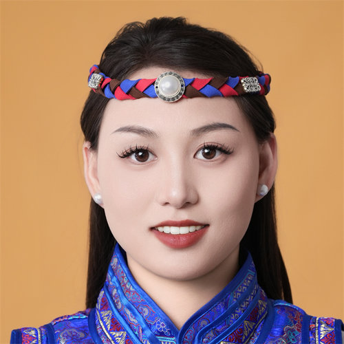 蒙古族舞蹈头饰男女士手工编织发带民族风可调节演出儿童头饰发绳
