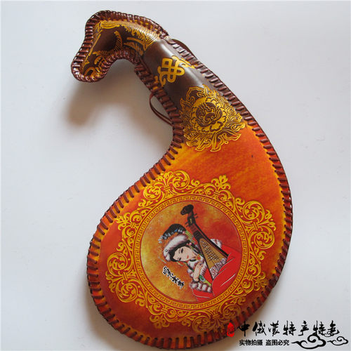 蒙古族皮囊酒壶内蒙古特色手工艺品酒囊羊胆壶水袋 手工缝制雕刻