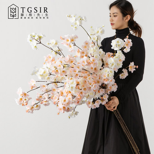 重瓣松月樱花仿真花落地装饰