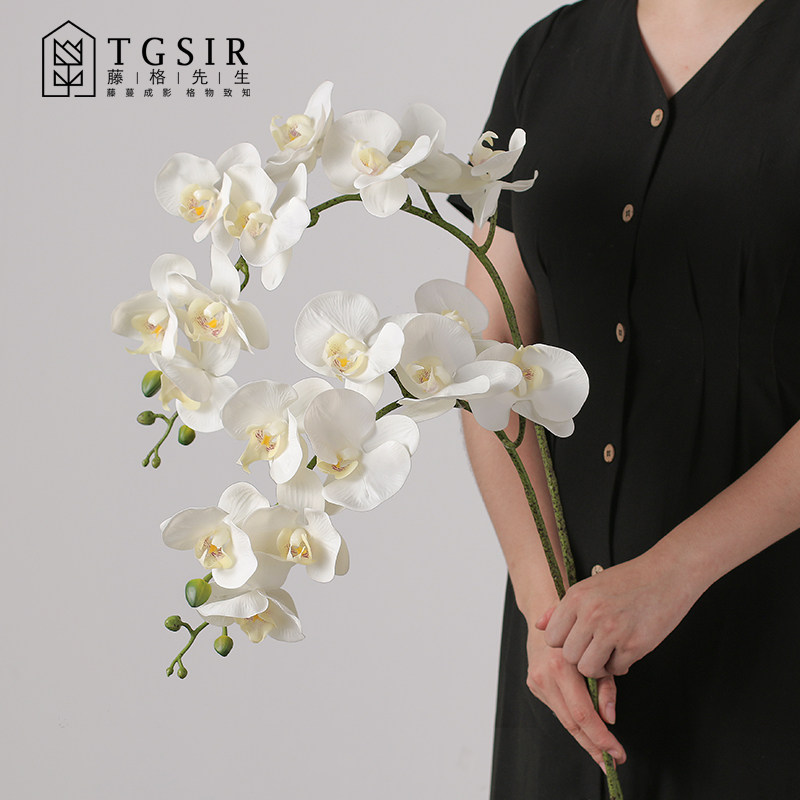 高档9头手感蝴蝶兰仿真花客厅电视柜高枝落地装饰假花新款婚礼插,家居饰品,仿真花/假花,淘宝优惠券,粉丝福利购,淘宝优惠卷