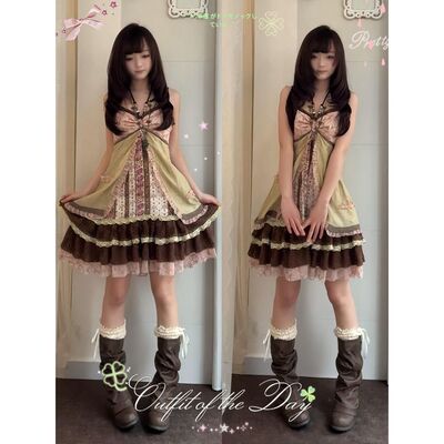 花间序曲 夏季新款古早感vintage设计感无袖收腰显瘦碎花连衣短裙