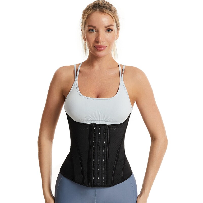 黑色体雕塑身衣蕾丝透气u型束腰