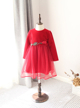 18冬韩国annica story艾尼卡加绒加厚纱纱连衣裙女童公主裙60169