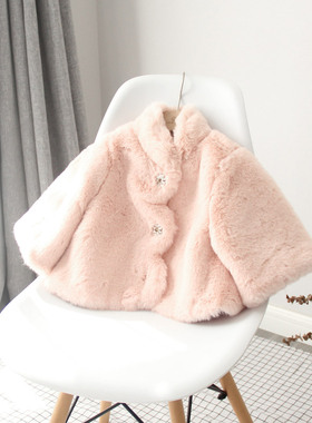 冬款 韩国童装仿皮草加厚毛毛外套公主坎肩大衣棉衣 38177