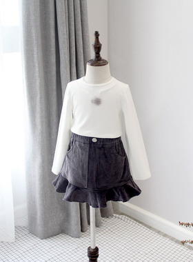 秋冬 韩国童装 女童圆领纯色打底衫儿童长袖上衣65088