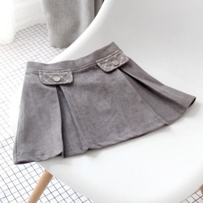 冬款 韩国童装格子薄毛呢半裙女童短裙A字裙 85283