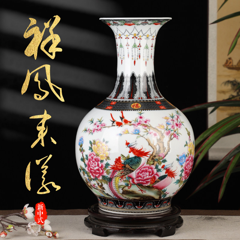 景德镇陶瓷花瓶摆件客厅插花彷古中式瓷器家居电视柜装饰品大号
